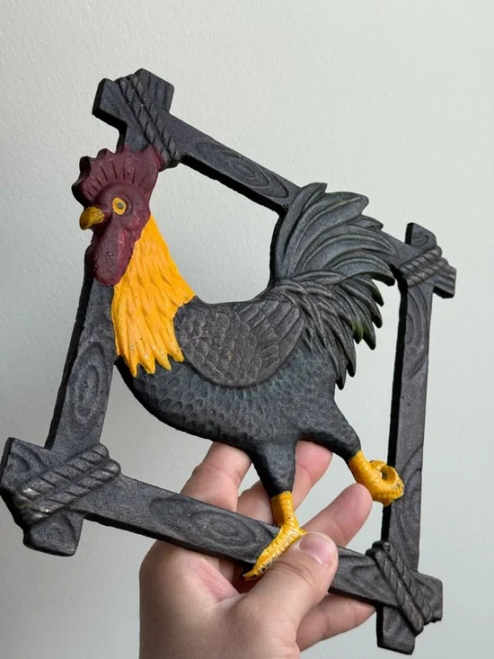 Vintage Rooster Iron Painted 8.5x8.5" Trivet Kitchen Farmhouse Decor Cottagecore - Picture 11 of 12